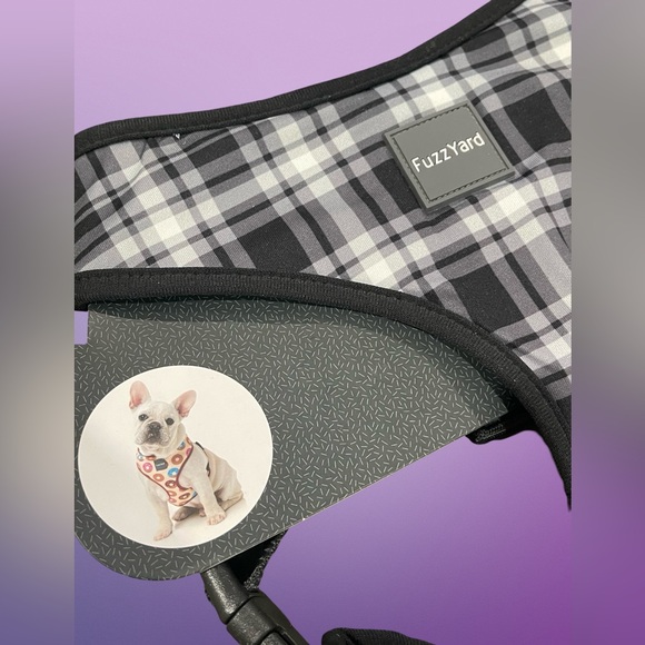 New! Fuzzyard Black & White Plaid Dog Harness - L - Picture 3 of 4